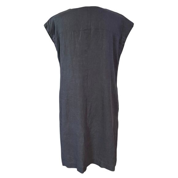 Linen Cloud Size M Shift Dress Blue Grey Pockets Beach Resortwear Vacation - Picture 2 of 3